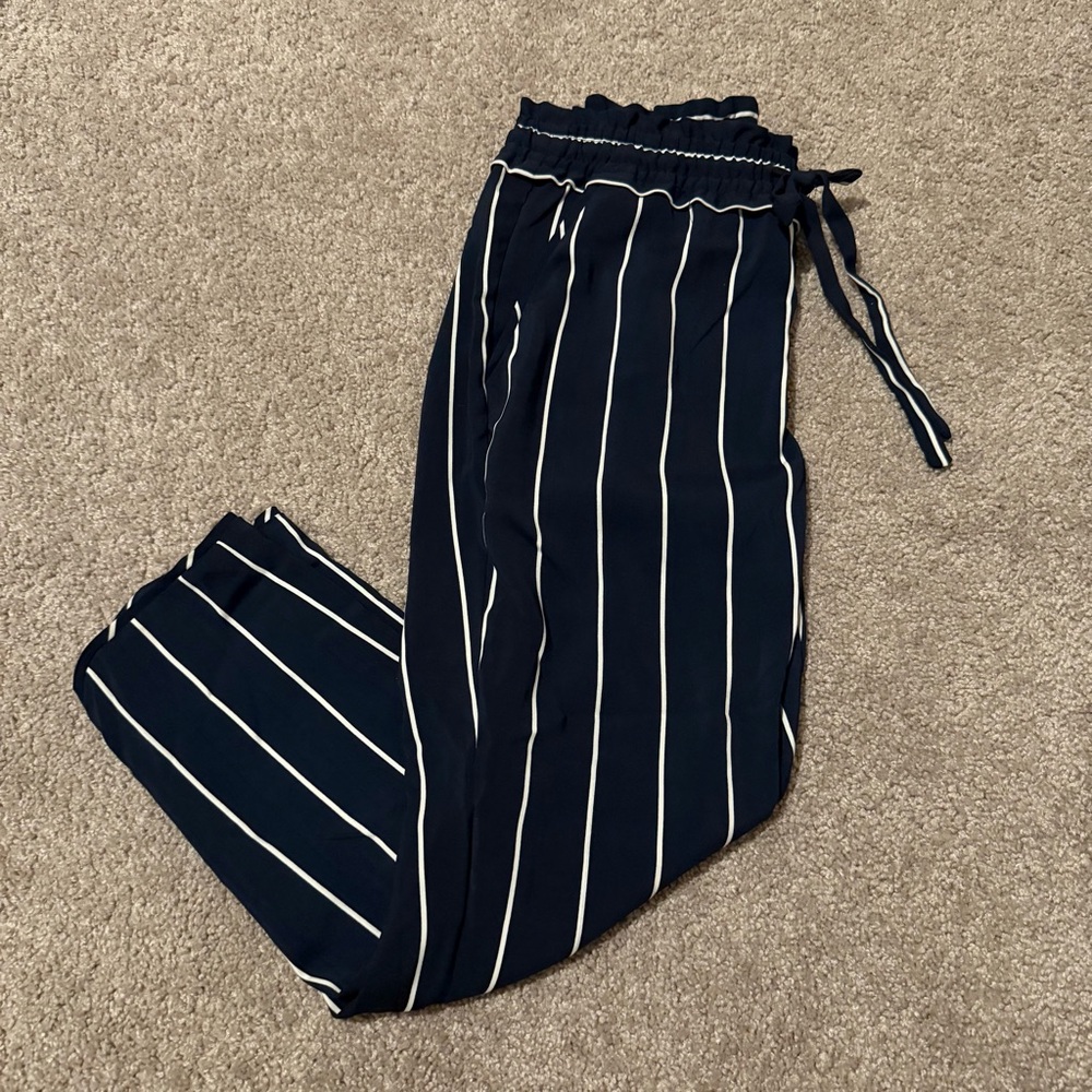 Navy Striped Women’s Work Professional Pants, size medium